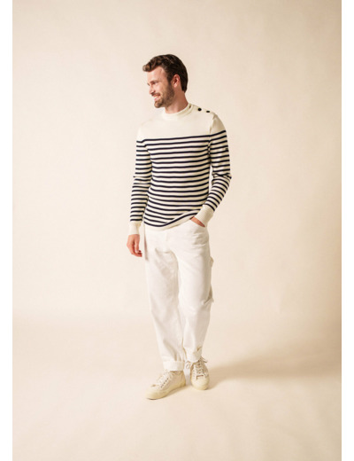 Pull marin rayé Rochefort 100% laine Mérinos SAINT JAMES