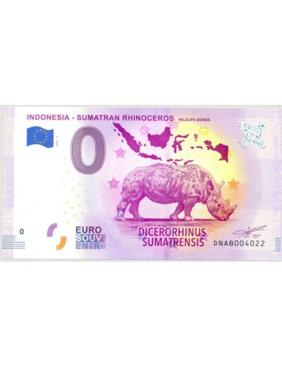 INDONESIE 2019-3 SUMATRAN RHINOCEROS BILLET SOUVENIR 0 EURO NEUF