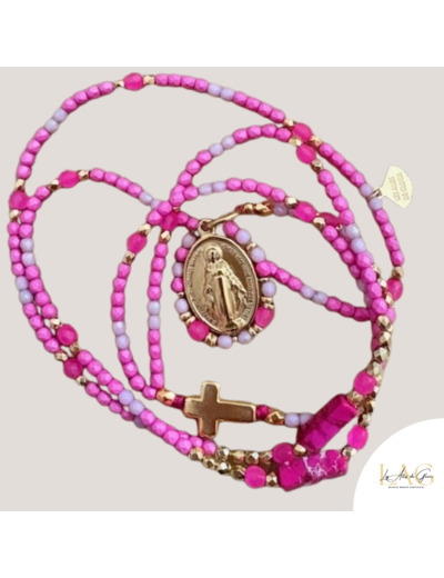 COLLIER CHAPELET ROSÉA SACRÉE
