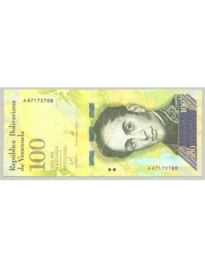 VENEZUELA 100000 BOLIVARES 13-12-2017 SERIE A SUP