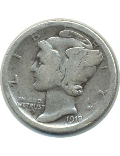 AMERIQUE (U.S.A) 1 DIME 1918 S TB (W140)