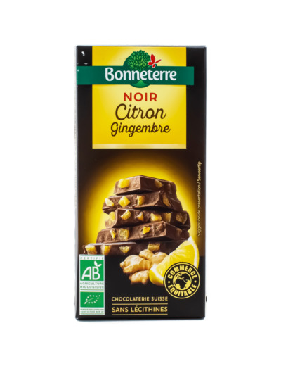 Chocolat Noir Citron Gingembre Bio 100g