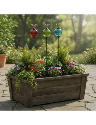 Ensemble 3 grand tuteurs boule fonte couronne 12x140cm