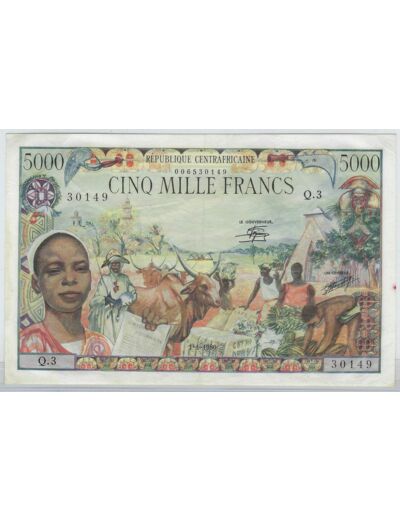 REPUBLIQUE CENTRAFRICAINE 5000 FRANCS 1-1-1980 SERIE Q.3 TTB+
