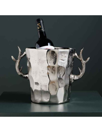 Seau à glace bois de cerf aluminium argenté 28x19cm