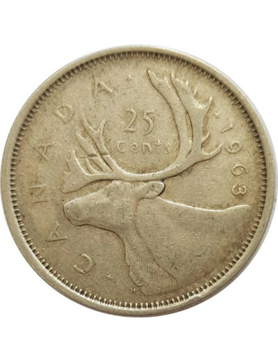 CANADA 25 CENTS 1963 TB+