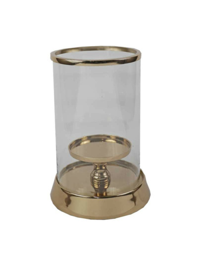 Photophore doré aluminium 24x24x35cm