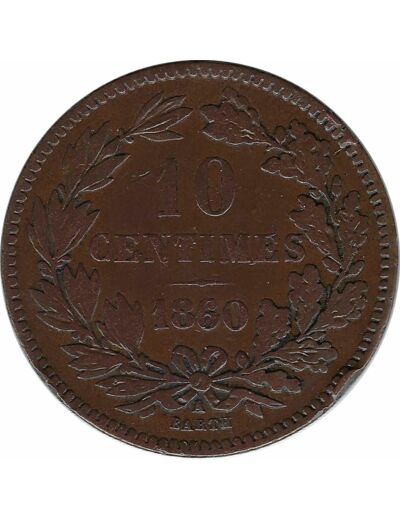 LUXEMBOURG 10 CENTIMES 1860 TB+