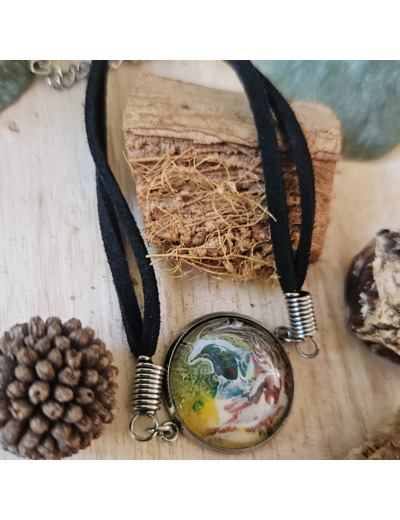 Bracelet en cordon avec pendentif et base ronde (20 mm) en acier inoxydable