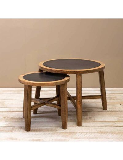 Ensemble de 2 tables d'appoint métal 54x41cm