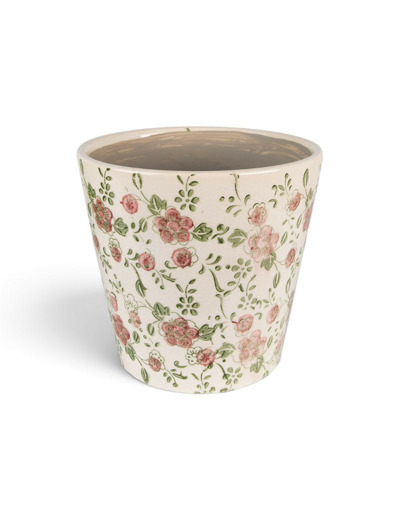 Pot de fleurs céramique beige rose 12x10cm