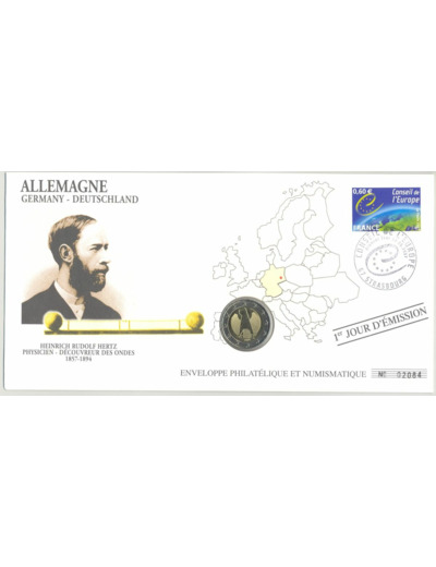 ENVELOPPE PHILATELIQUE NUMISMATIQUE CONSEIL EUROPE 2 EURO ALLEMAGNE 2003 G