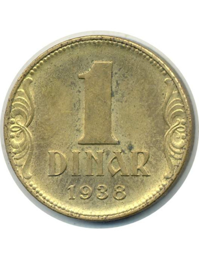 YOUGOSLAVIE 1 DINAR 1938 TTB+ (W19)