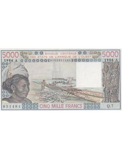 B.C.E.A.O (COTE D'IVOIRE ) 5000 FRANCS 1986 SPL