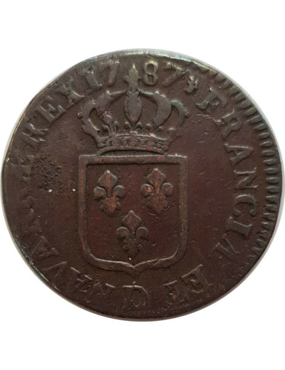 LOUIS XVI (1774-1792) 1 SOL 1787 D (Lyon) TB+