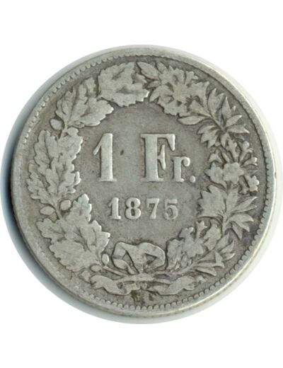 SUISSE 1 FRANC 1875 B TB N2