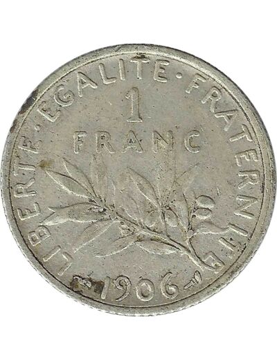 FRANCE 1 FRANC SEMEUSE ARGENT 1906 TB+