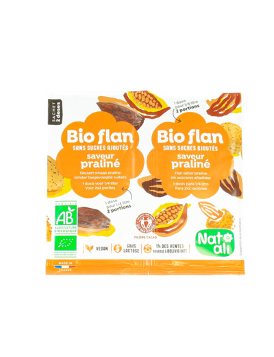 Bio-Flan Saveur Praliné Sans Sucre Ajoutés Bio 2x5g