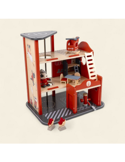 Maison de poupée avec peluche miniature - caserne de pompiers