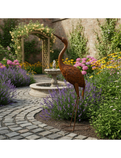 Héron fer décoratif 12x9x30cm
