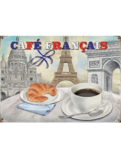 Plaque métal Café Français. 30 x 40 cm.