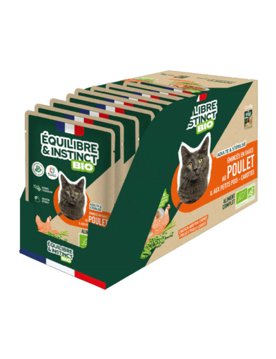 Équilibre & Instinct, PACK Émincés en sauce BIO au poulet et aux petits pois carottes