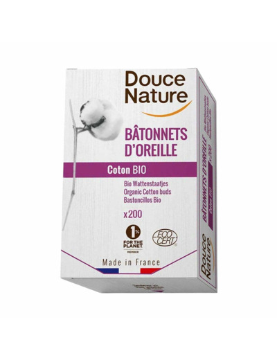 Bâtonnets d'oreille coton bio-x200-Douce nature