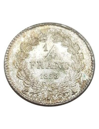 FRANCE 1/4 FRANC LOUIS PHILIPPE 1838 A (Paris) SUP/NC