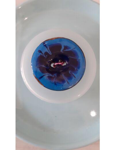 Bouton coco laqué bicolore bleu roi/marine 30mm