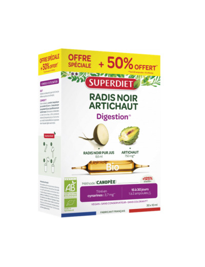Radis noir Artichaut Bio 20 ampoules + 10 offertes