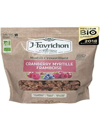 Muesli croustillant cranb myrt framb450g J.Favrichon