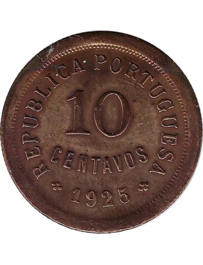 PORTUGAL 10 CENTAVOS 1925 TTB+