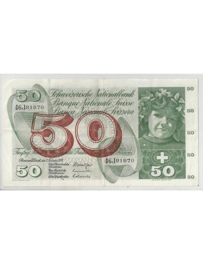 SUISSE 50 FRANCS FRANKEN 07 03 1973 SERIE 46 J 81870 TTB+