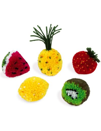 Janod- Kit Créatif-Pompons Fruits, J07776, Multicolore