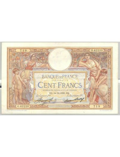 FRANCE 100 FRANCS MERSON SANS LOM SERIE O.42220 14-12-1933 TTB+