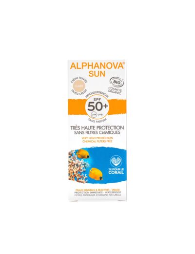 ALPHANOVA SUN Crème teinté claire SPF50 Bio 50g