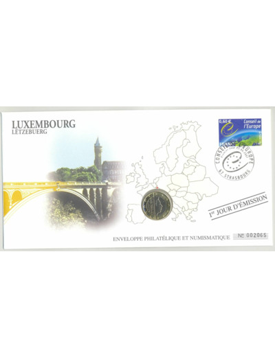 ENVELOPPE PHILATELIQUE NUMISMATIQUE CONSEIL EUROPE 1 EURO LUXEMBOURG 2007