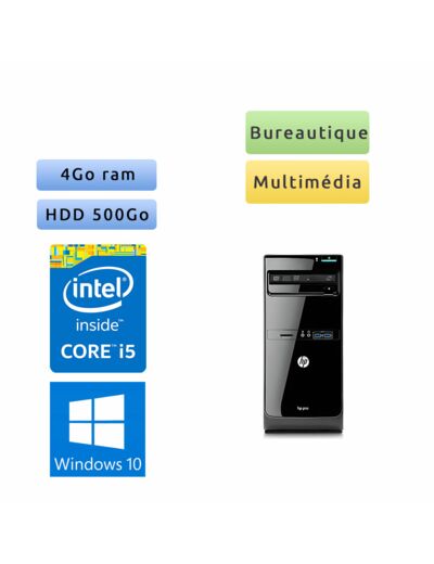 HP Pro 3400 Series MT - Windows 10 - i5 4Go 500Go - Ordinateur Tour Bureatique PC