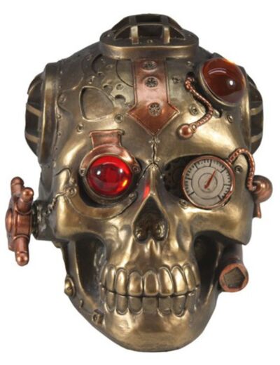 Statuette Steampunk Crâne ICD Collection - Décoration industrielle, Cabinet de curiosité