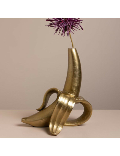 Vase Soliflore Banane Dorée Aluminium 6x24x25cm