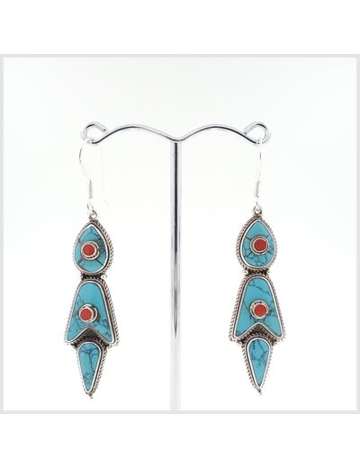 Boucles Turquoise en argent massif