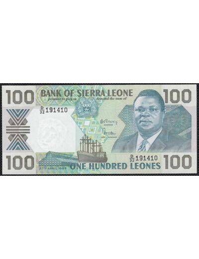 SIERRA LEONE 100 LEONES 27-4-1989 SERIE D32 NEUF (W18b)