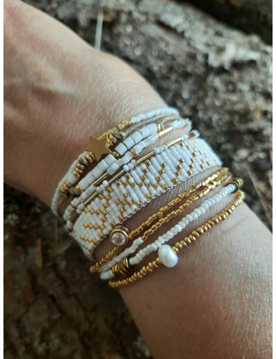 BRACELET MANCHETTE SPIRIT GOLDEN WHITE