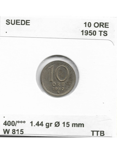 SUEDE 10 ORE 1950 TS TTB (W813)