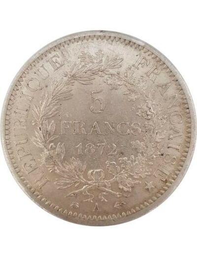 FRANCE 5 FRANCS HERCULE DUPRE 1872 A (Paris) TTB