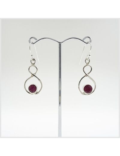 Boucles d'oreilles Rubis et Argent Massif