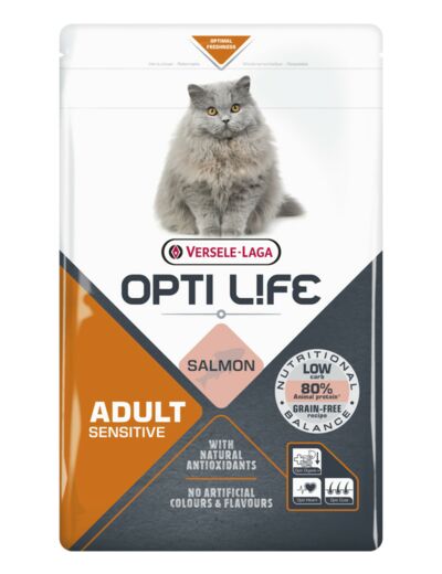 Opti Life pour Chat adulte Sensitive, Saumon - 1KG