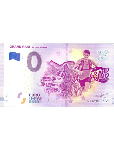 974 REUNION 2019-5 GRAND RAID BILLET SOUVENIR 0 EURO TOURISTIQUE NEUF