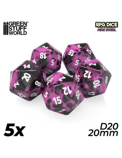 Accessoires Jeu - Dés - Dices - D20 x 5pcs Rose Marbre