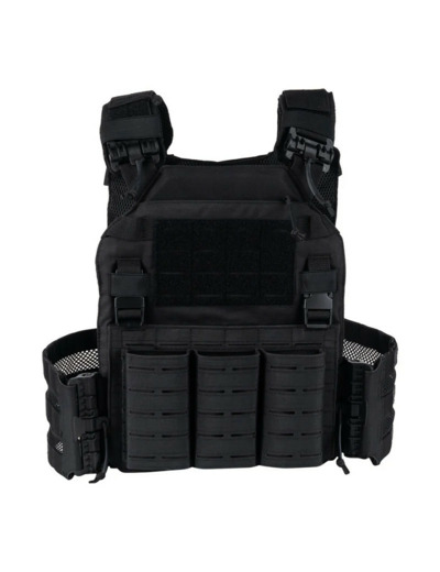 Gilet porte-plaques tactique noir Cordura 500D